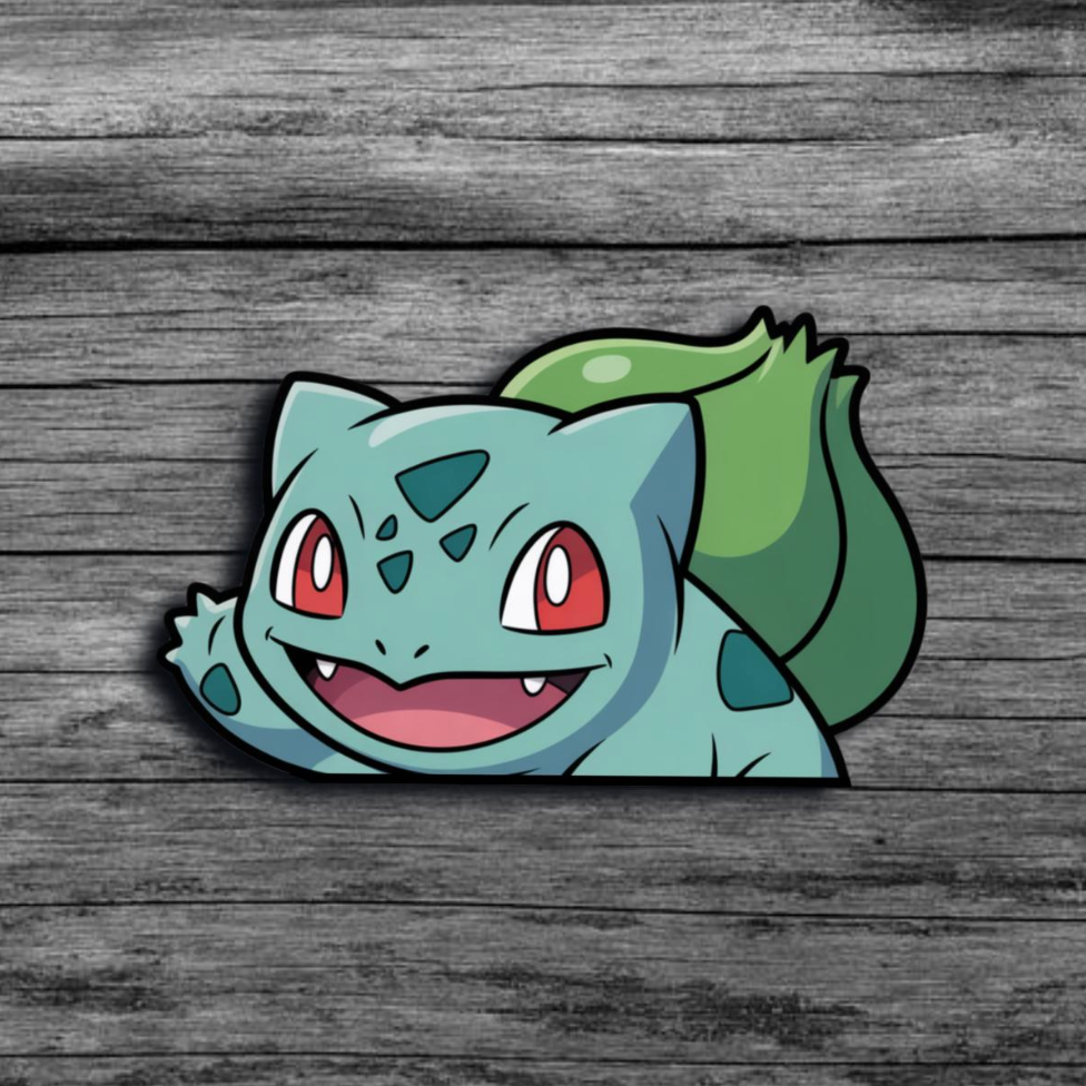 Bulbasaur Peeker on wooden background