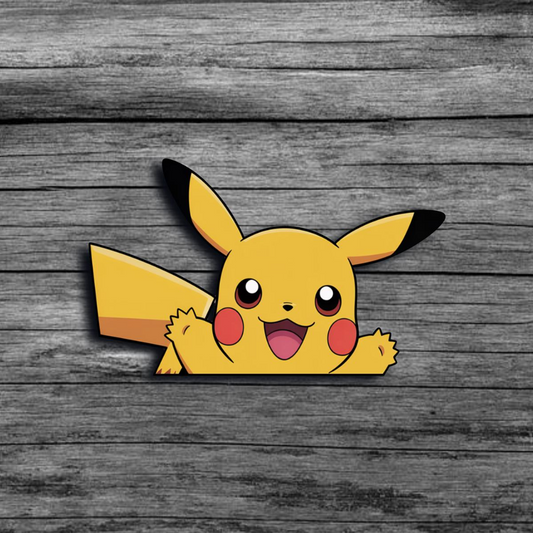 Pikachu Peeker on wooden background