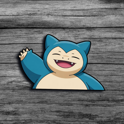 Snorlax Peeker on wooden background